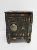 National Safe still bank, copper patina, metal, 4