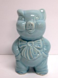 Vintage Ceramic piggy bank, baby blue, 5 1/2