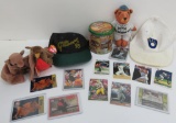 Brewer and Packer collectible lot with baseball beanie babies Batty and Robin