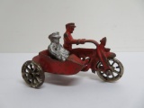 Cast Iron motorcycle with side car, COP, 4