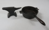 Two advertising cast iron pieces, ashtray and anvil