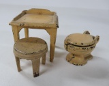 Metal dollhouse furniture, dressing table and commode, 2