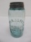 Patent 1858 Mason's quart aqua canning jar, mistake 