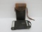 Eastman Kodak Jr folding camera, Model A and leather case, Marshall Fields tag on side