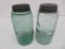 Two Mason's quart jars, patent Nov 30, 1858, 7 1/2
