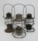 Three railroad lantern frames, no shades or burners