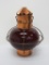 Copper Nautical lantern, ruby globe, 14 1/2
