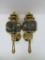 Two brass sconces with bevel glass, electric, 17