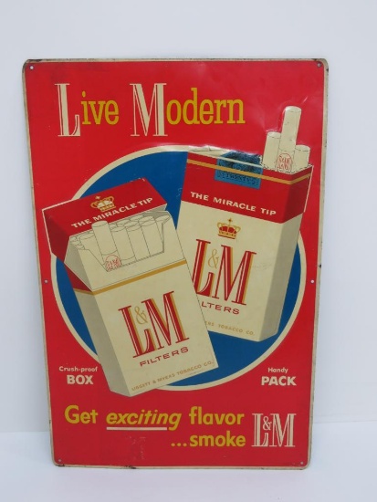 "Live Modern" L & M Filters, metal cigarette sign, 11 3/4" x 17 3/4"
