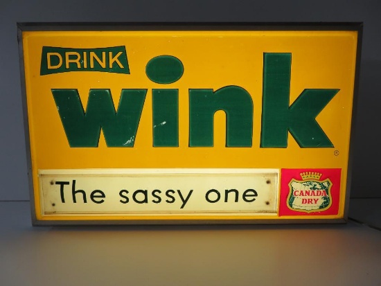 Drink Wink, Canada Dry, light up sign, 26" x 16", The Sassy One