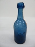 Aerated Soda Water cobalt bottle, EKB, 7 1/2