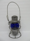 Adlake Kero Railroad Lantern, cobalt globe, BR Railroad, 9