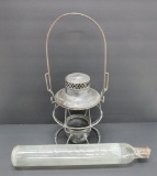 Chicago & North Western Railroad lantern frame and glass fire extinguisher