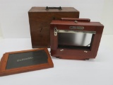 Rochester Optical Folding camera with wooden box and 5 x 7 film holder