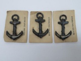 Three Sterling RMS Queen Mary anchor pins, 1 1/2