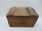 Wood storage crate, hinged top, unbranded photo negative box