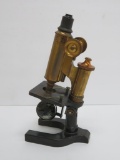 Vintage Spencer lens brass and cast iron microscope, 11 1/2