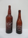 Highland and Bangor amber beer bottles, crown top