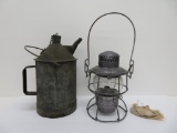 Chicago North Western Railroad lantern and oil can