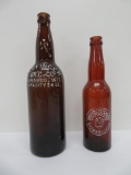 Baraboo amber beer bottles, crown tops, 9