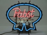 Vintage Pabst Beer neon, ribbon seal shape