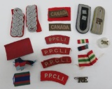 Ephlets, campaign ribbons, artillary pin, PPCLI ribbons