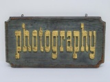 Two sided wooden Photography sign, 21 3/4