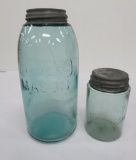 Two Red Key Mason jars, blue, 5