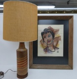 1959 Mid Century Modern artwork and table lamp