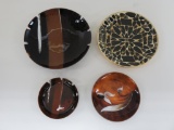 Four Mid Century modern Bovano enamel plates and tile plate