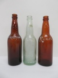 Three Wisconsin Brewery bottles, crown tops, Reedsburg, Columbus, Portage