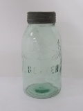 1880 Beaver Glass Quart jar, green, 9