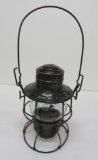 Adams & Westlake Railroad Lantern, Erie, acid etched glass shade E, 9 1/2