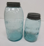 Swayzee Canning jars, blue, quart and 1/2 gallon