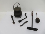 Cast iron fire starter pot and handles