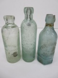 Three Waukesha Palmyra hutch and blob bottles