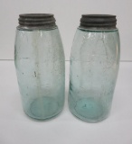 Two half gallon Mason Patent Nov 30 1858 canning jars, 9 1/2