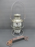 Adlake Reliable Chicago North Western etched lantern and marked cast door pull