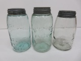 Three Mason jars, quarts, Nov 30 , 1858 and Ball Mason