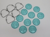 11 glass ball jar tops and 5 metal closures