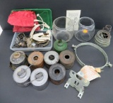 Railroad lantern parts, Aladdin bracket, burners, wicks, and shades