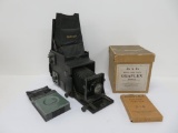 RB Auto Graflex Camera, Graflex Series B box and two film holders