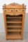 Beautiful Oak applied carving single door two drawer cabinet, glass front