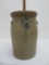4 gallon cobalt decorated butter churn with dasher and a lid