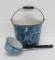 Blue swirl enamel pail and ladle