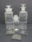 Three apothocary bottles and glass labels