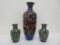 Three cloisonne vases, 7
