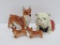 Royal Doulton dog figurines, bull dog and Welsh Corgis