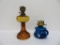 Two colored oil lanterns, blue and amber, 6