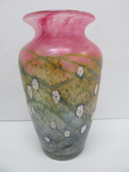 Lovely Art Glass vase, 8"